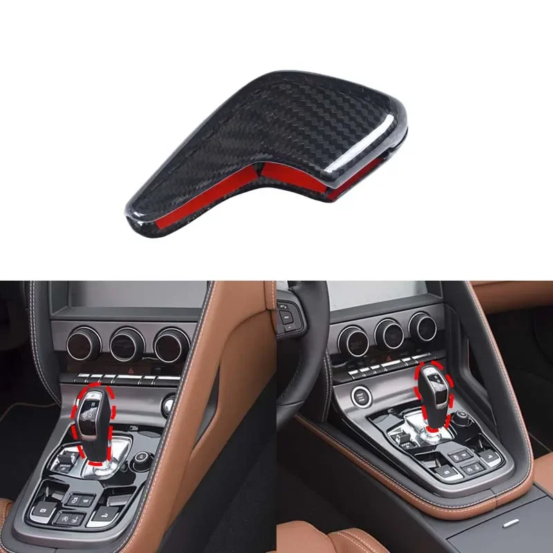 1Pcs Real carbon fiber For Jaguar F-TYPE 2013+ car center control gearbox head cover decorative sticker car interior accessories