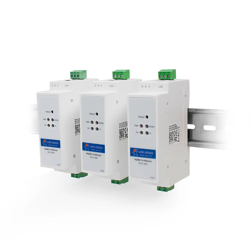 Industrial Grade USR-DR302 Modbus RS485 to Ethernet Converter Support Modbus RTU to Modbus TCP