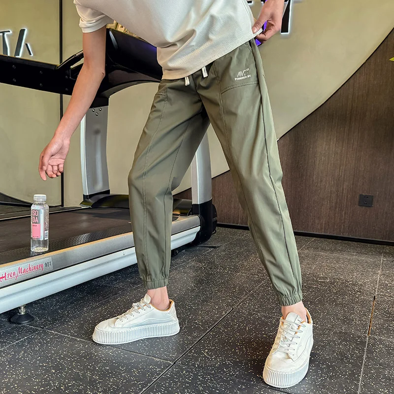 

Pantalones Hombre Korean Fashion Plain Color Men's Summer Pants Simple All Match Slim Fit Spliced Design Joggers Trousers Male