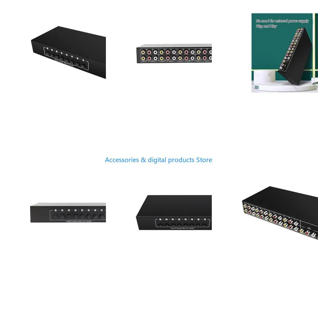 77JD MultiInput 3RCA AV Switchers Box 8Device Capacity 3RCA Video audios AV Switcher Plug And Play For Entertainment Systems