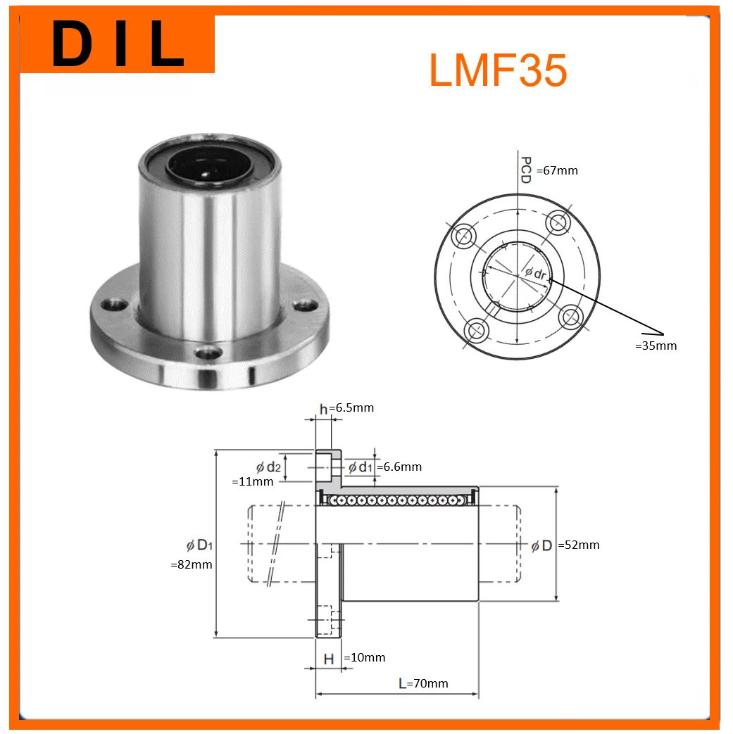 Original New DIL linear bushing with Circular Flange LMF LMF35 LMF35UU to replace THK IKO FAG INA bearing