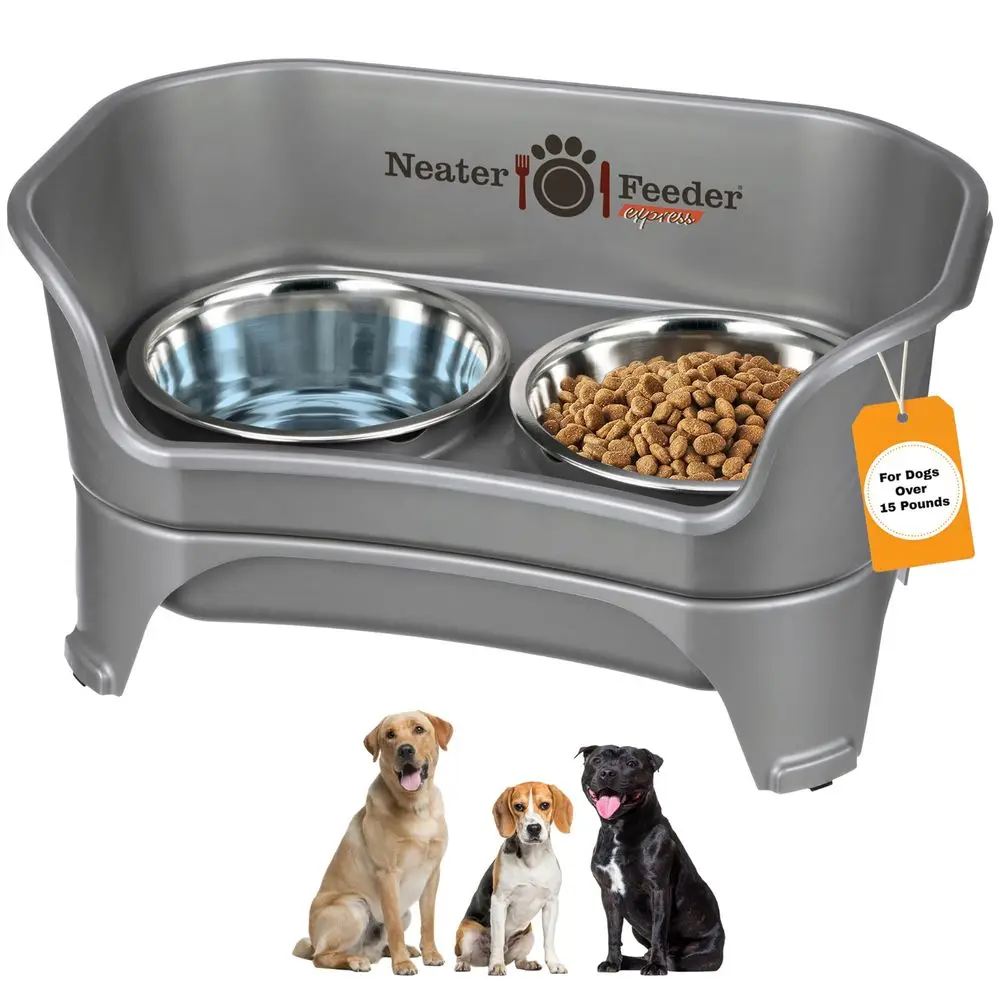 

Express Mess Proof Dog Bowls Elevated for Medium to Large Sized Breed, No Spill Raised Dog Food Bowl Stand, Stainless Steel Foo
