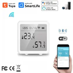 Tuya Wifi Smart Temperature And Humidity Sensor With LCD Screen Wireless Thermometer Digital Display Work With Alexa Google