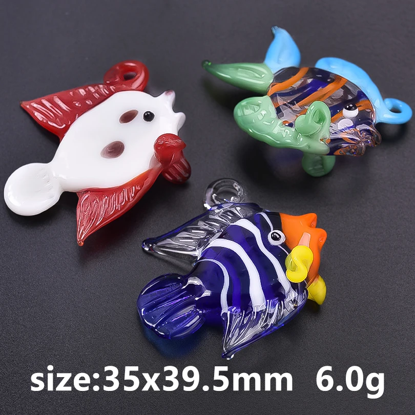 2pcs/lot Summer Colorful Glass Fish Pendants Handmade Tropical Fish Charms DIY Jewelry Making Findings Necklace Earrings Gifts