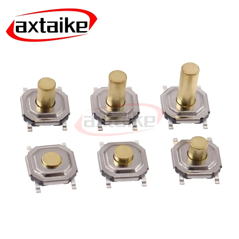 

100PCS 4x4mm SMD Tactile Switch 4Pin Copper Head 1.6/2.0/2.5/3.0/4.3mm Height Micro Push Button 5.2x5.2mm Keys