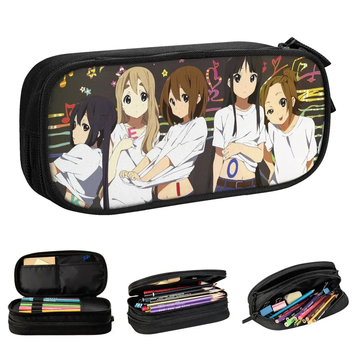 K-On! Anime Pencil Cases Classic Cute Girl Yui Mio Azusa Pen Holder Bag Girls Boys Large Storage Office Gifts Pencilcases