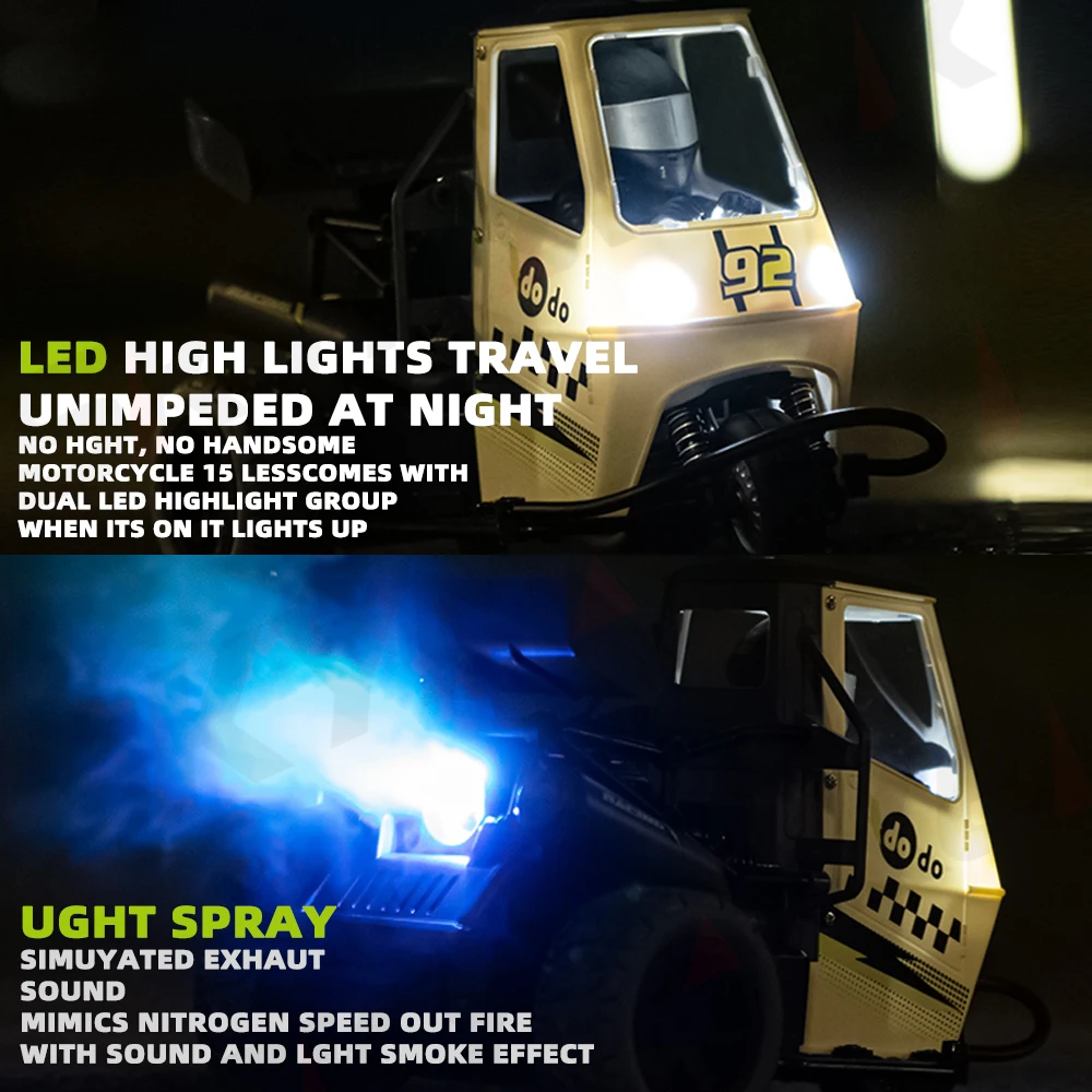 1:16 RC New Remote Control Three Wheel Beep Car Simulation LED Light High Speed Drift Emulation Motorcycles Toys Gift for Kid