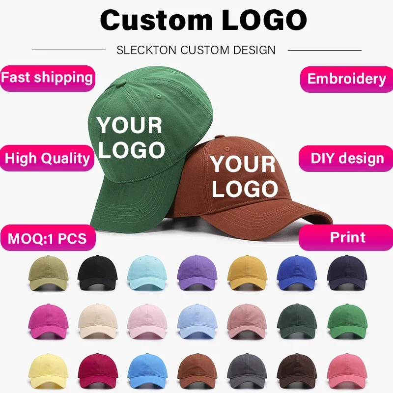 SLECKTON Custom Hat Logo Embroidery Print Baseball Cap for Men and Women Picture DIY Brand Design Solid Summer Sun Hat Unisex