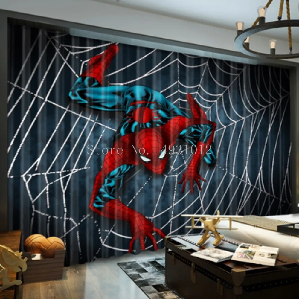 New Summer Cartoon the Avengers Curtain Children's Room Bedroom Boy Spiderman Bay Window Blackout Curtain