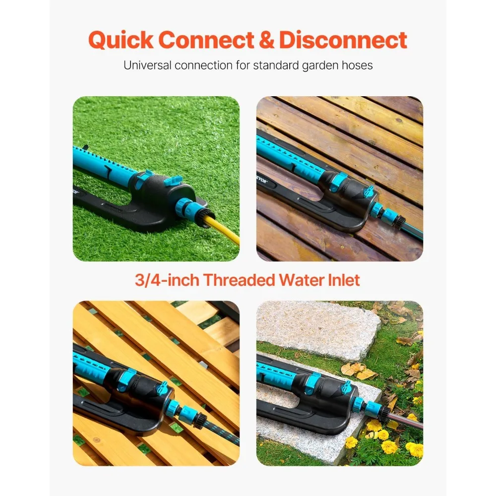 irrigatore oscillante, fino a 4500 mq Irrigatore d'acqua per prato con 18 ugelli di precisione, turbo oscillatinoso regolabile a 3 vie