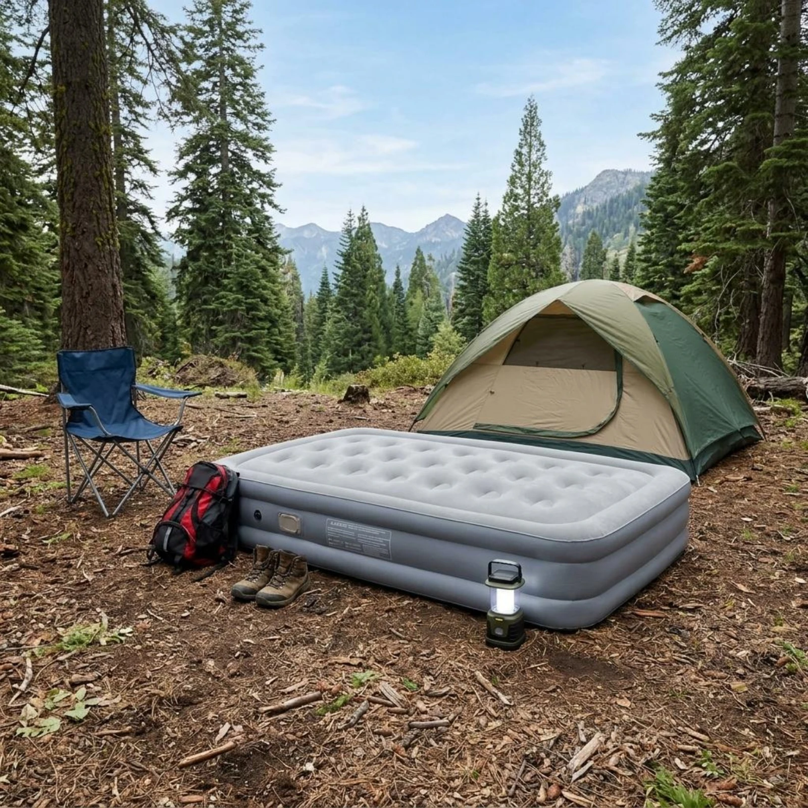 Portable Camping Air Mattress Built-in Pump Auto Inflate Bed Flocked Air Bed Sturdy Support Thick Inflatable Mattress Versatile - view 4