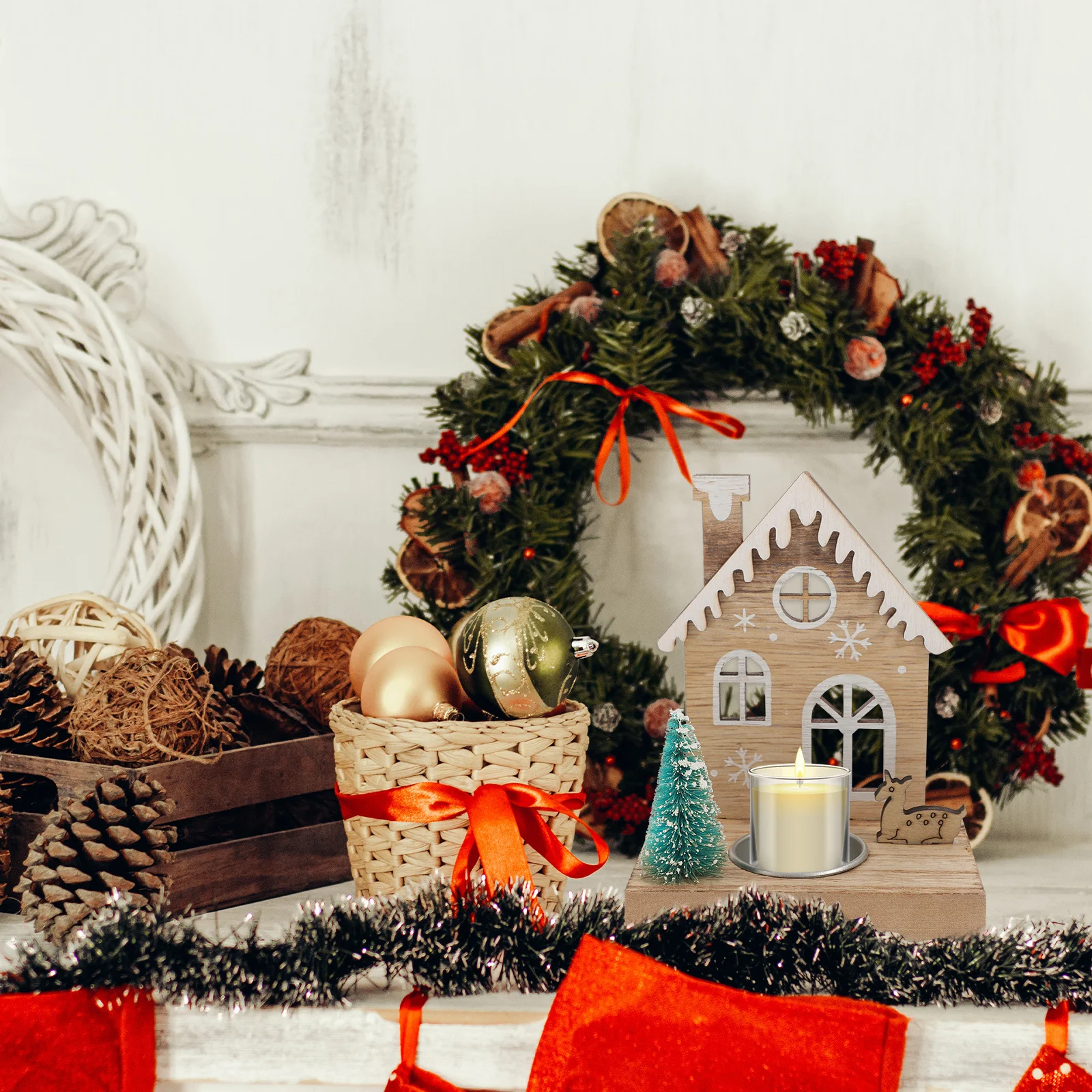 Деревянная подставка для свечей, декор для стола, камина и ресторанов