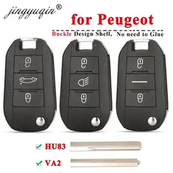 Jingyuqin-funda para llave de coche con tapa remota, carcasa para Peugeot 208, 301, 308, 508, 2008, 3008, RCZ Expert Partner, Rifter Traveler Light BT