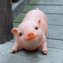 Cute Pink Piggy Resin Statue, Figures Pig DIY Crafts,Garden Decoration, For Tabletop Yard Lawn Porch Balcony Patio Outdoor Decor