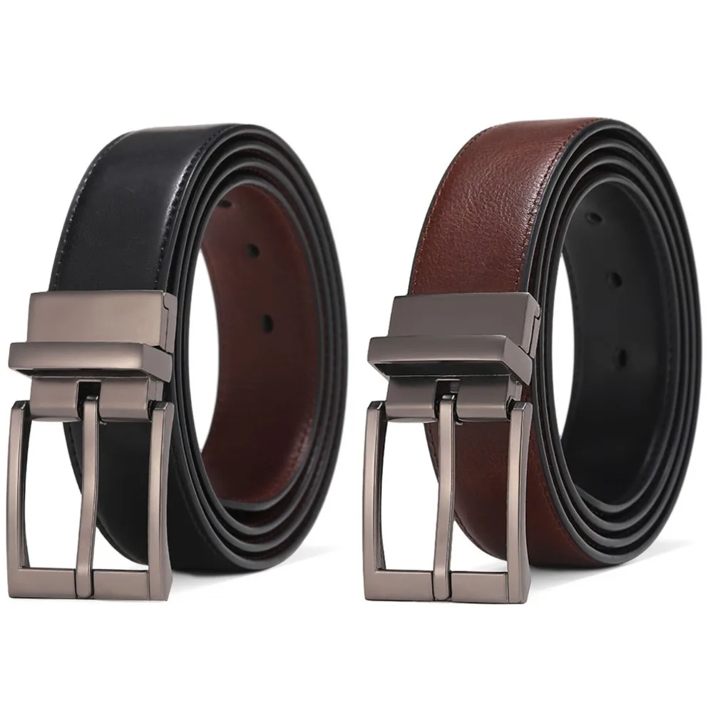 Fashion 3.5cm Width Rotatable Buckle Belt Cowskin Waistband Men's Business Belt Pants Adjustable Metal Buckle Belt Male