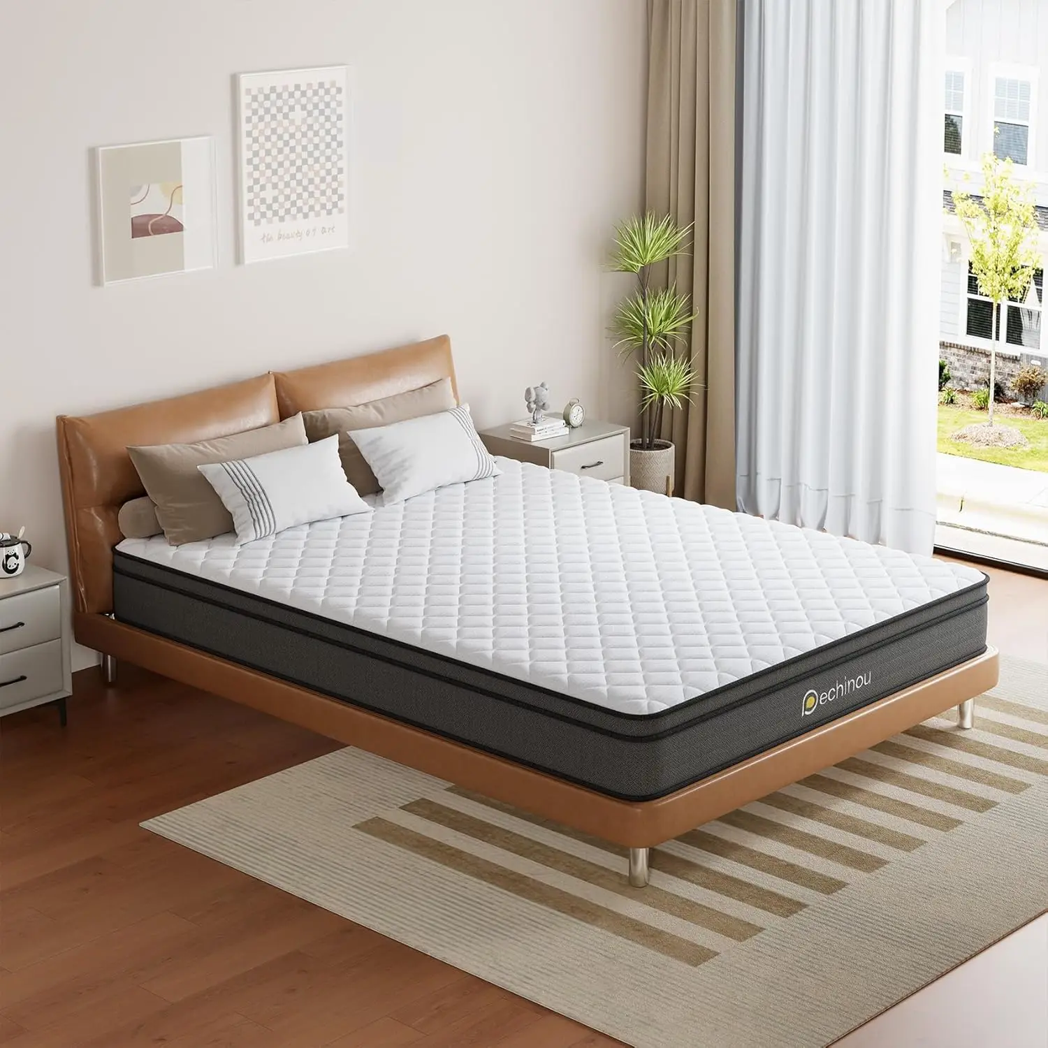 8 INCH Twin Mattress,Twin Size ,Gel Memory and Spring,Soft Hybrid Mattress in a Box for Pressure Relief,Medium Firm Support