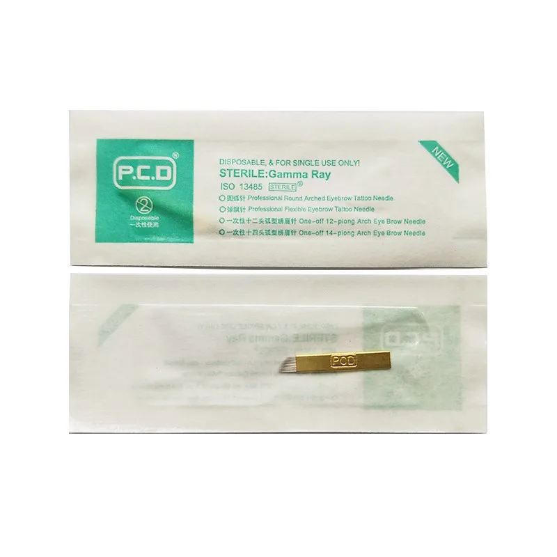 

100 шт. PCD игла для микроблейдинга, лезвие Tebori Lamina Microblading Hard 12, 14, 19 U для перманентного макияжа, ручка для татуировки бровей