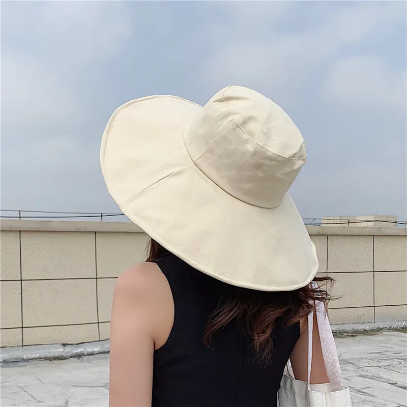 Japanese sunshade female spring and summer sunscreen free to fold big brim sun hat fisherman hat cover face oversized hair