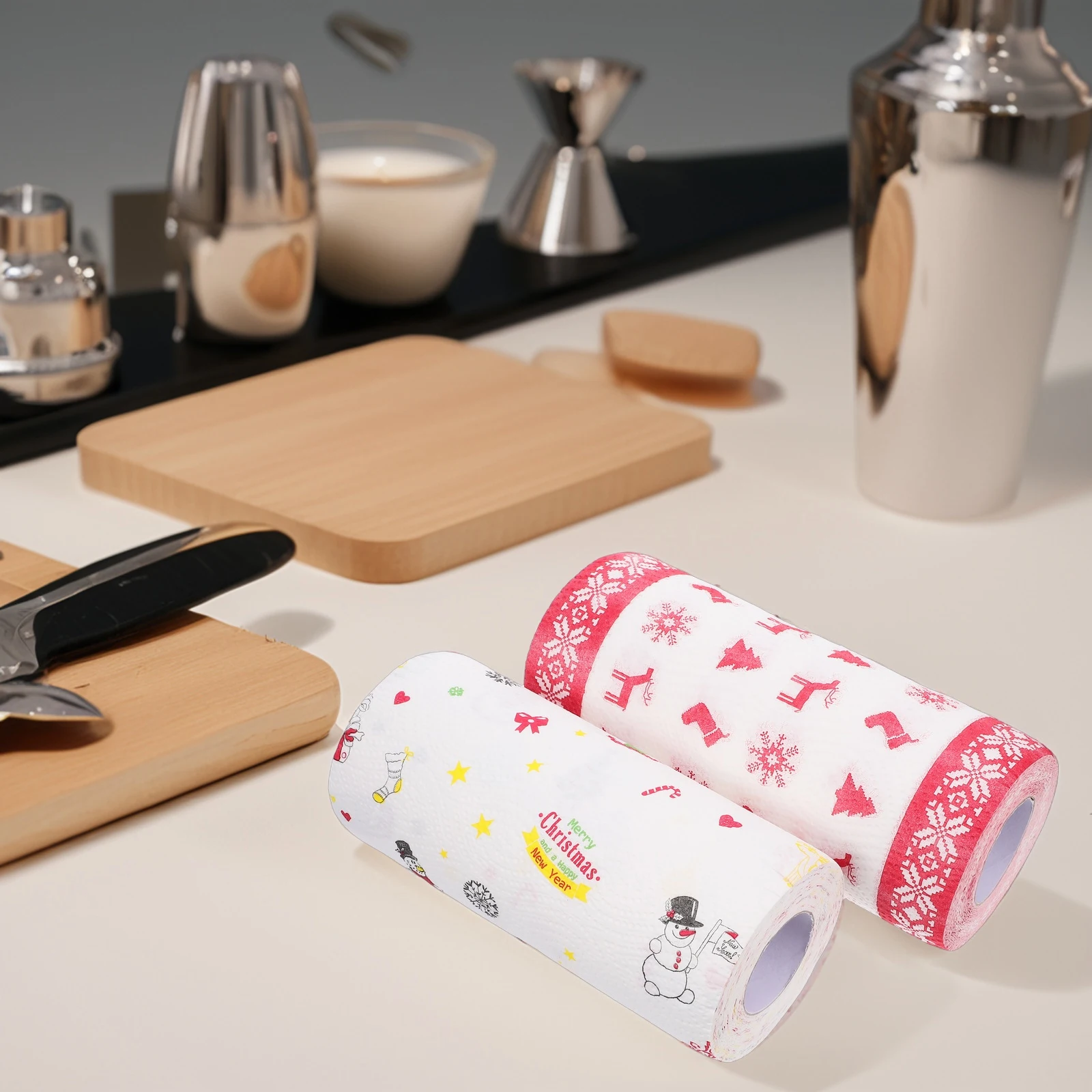 

2 Rolls Christmas Kitchen oil-absorbing Paper Grease-proof Paper Fried Food Paper Christmas Themed Snacks Paper Kitchen Supplies
