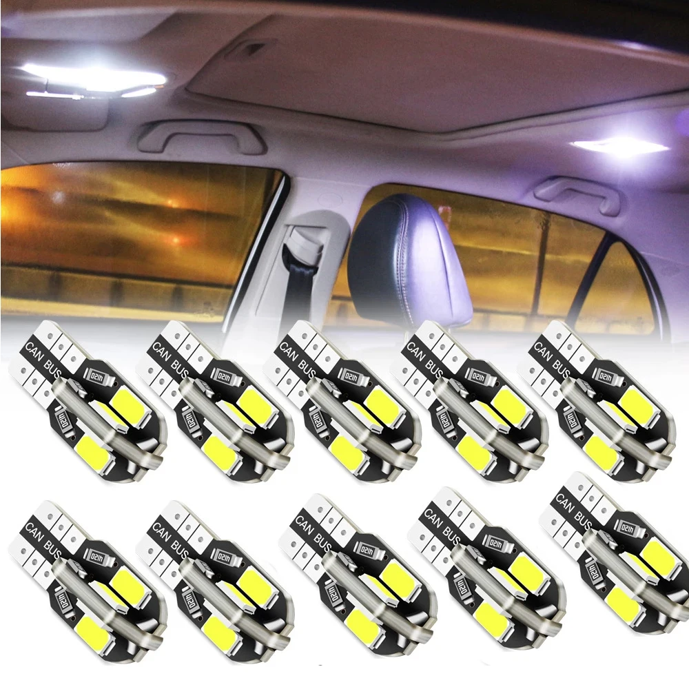 10PCS 8smd  5730 LED car Light Canbus NO OBC ERROR W5W 194 SMD Led Bulb  Car Interior Map Dome Lights Parking Light Signal Lamp