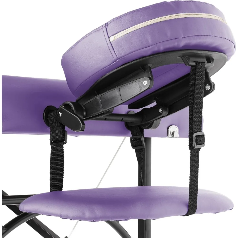 طاولة تدليك احترافية خفيفة الوزن ثنائية الطي مع أرجل من الألومنيوم - تتضمن مسند الرأس ومساند للذراع وحقيبة حمل