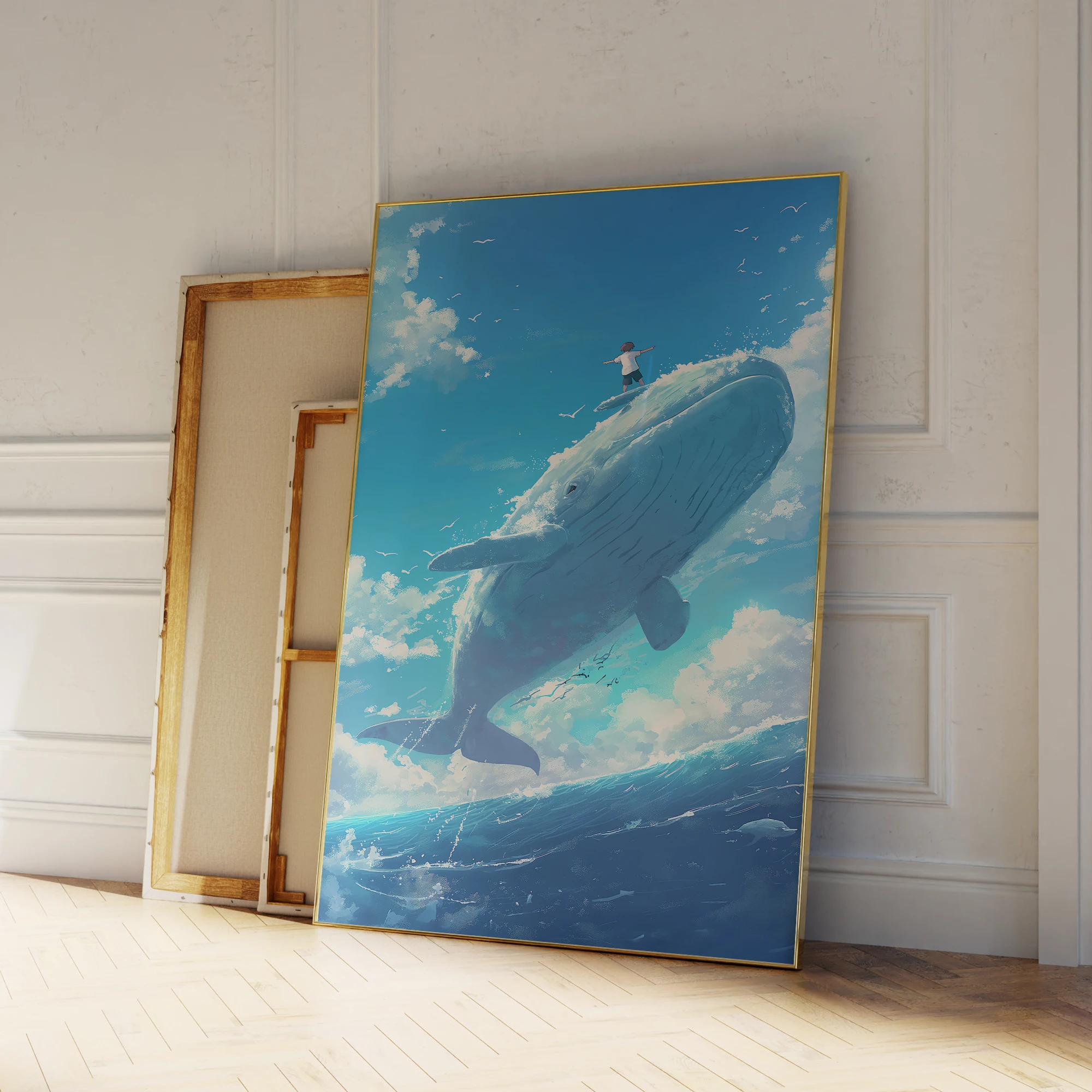 Moderne blaue Himmel und weiße Wolken Foto Wale Wand Kunstdrucke Leinwand Malerei Poster Bild für Wohnzimmer Schlafzimmer Home Decor
