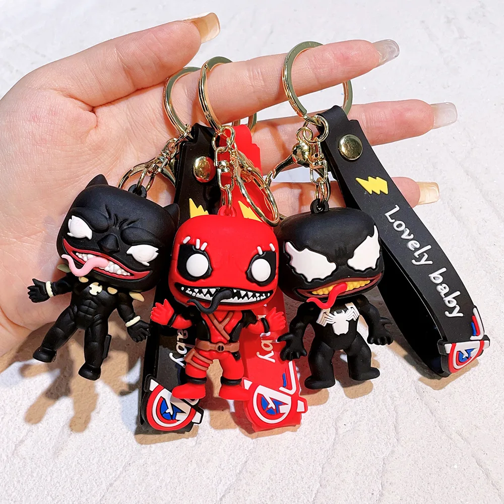 MINISO Cute Anime Venom Doll Keychain Guardian Keychain Car Key Decoration Men and Women Backpack Hanging  Party Festival Gift