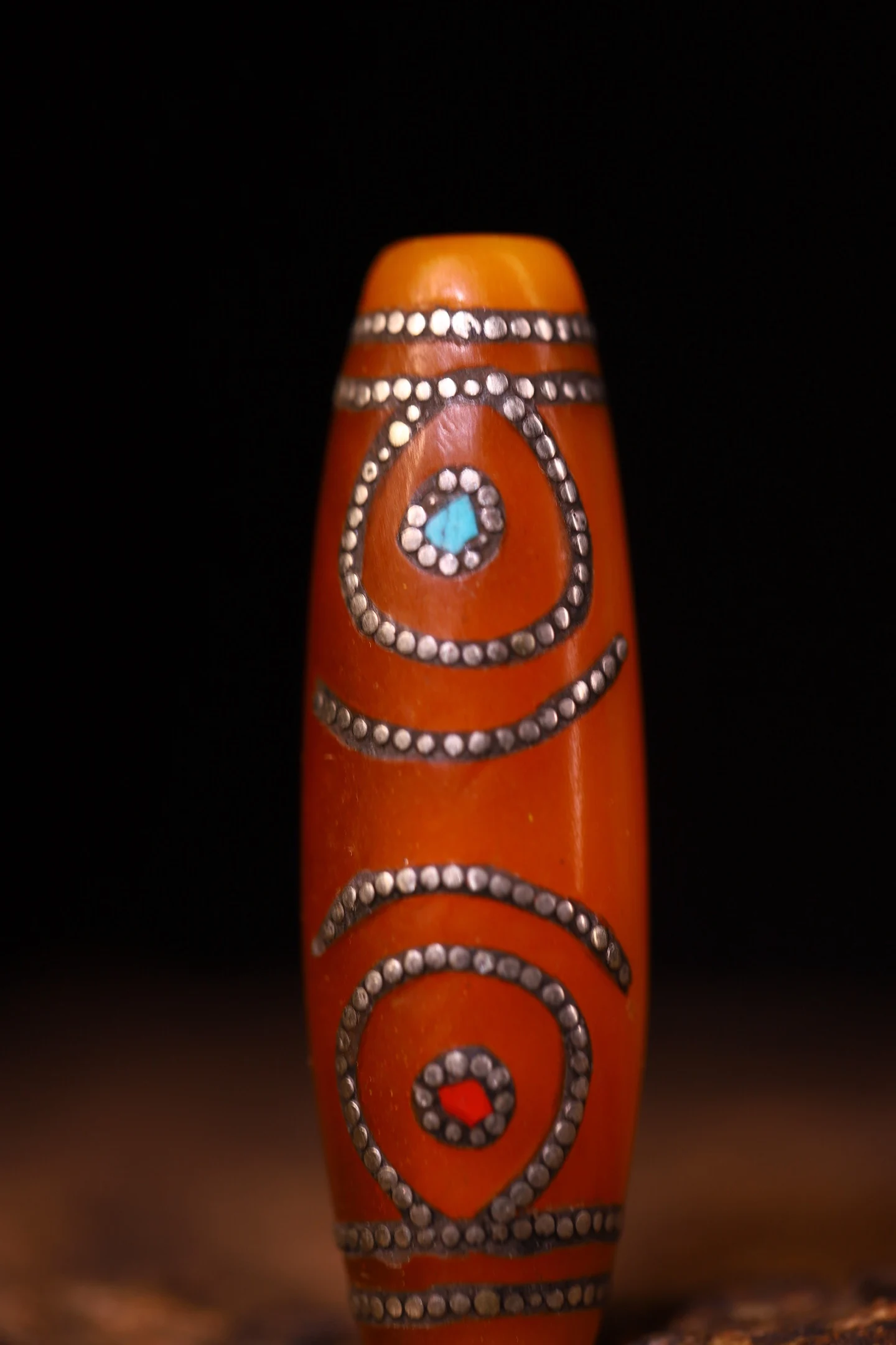 Old Beeswax Mosaic Gem Tibetan Silver Buddha Flower Buddha gZi Beads Two eyed Tianzhu Buddha beads Pendant Amulet Dharam