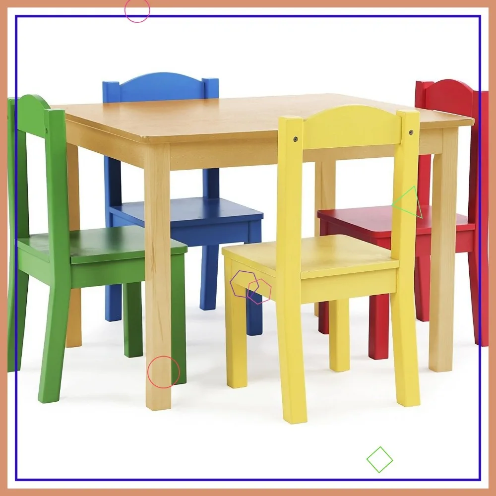Kids Wooden Table and 4 Chairs Set for Toddlers - Durable Activity Table for Arts, Crafts, and Snacks