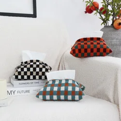 Nordic Retro Plaid Knitting Tissue Paper Towel Bag Lliving Room Napkin Table Tissue Box