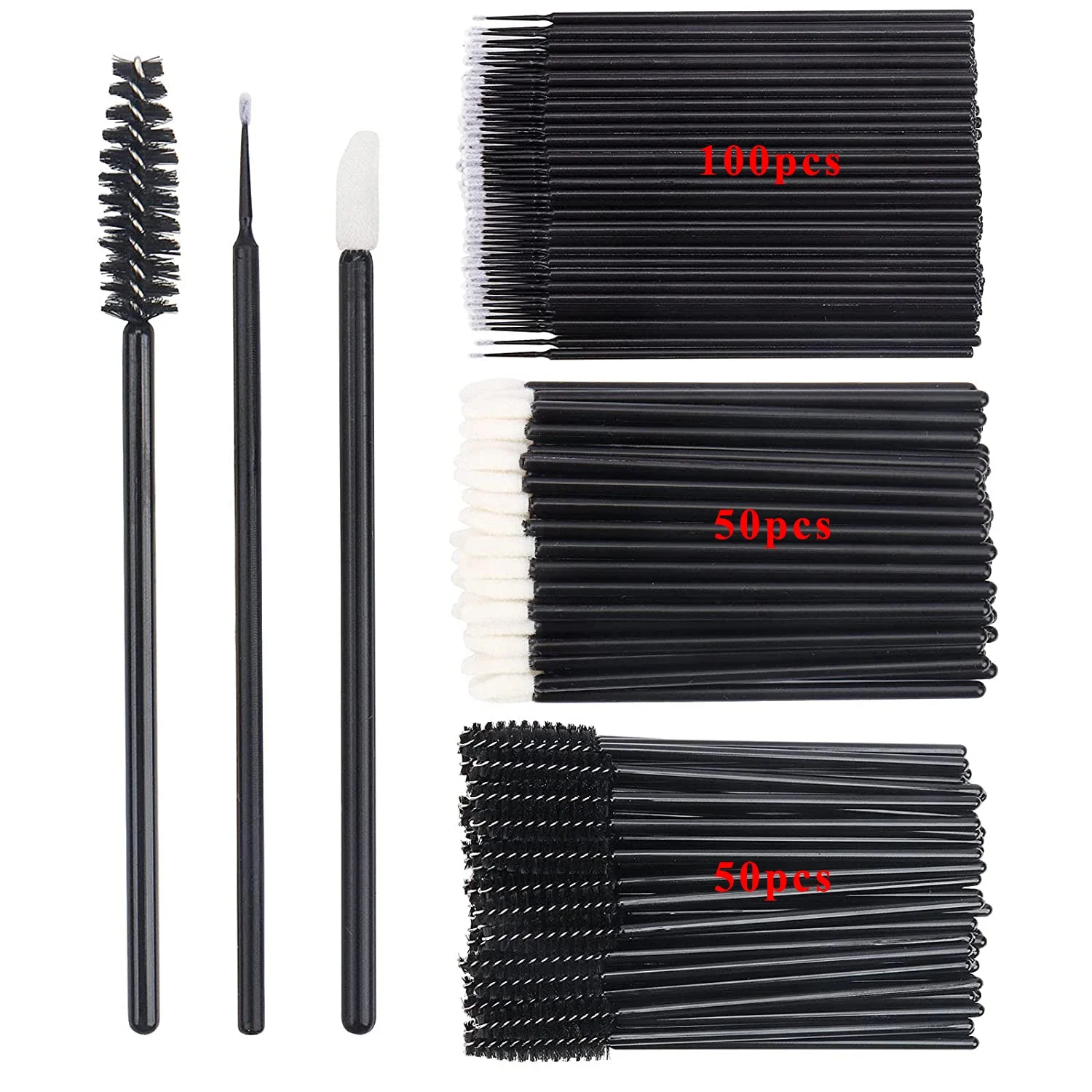 Makeup Tools 200-teiliges Einweg-Pinsel-Set, Mascara-Zauberstäbe, Lippenpinsel, Microbrush-Applikator, Tupfer für Wimpernverlängerung, Augenbrauen