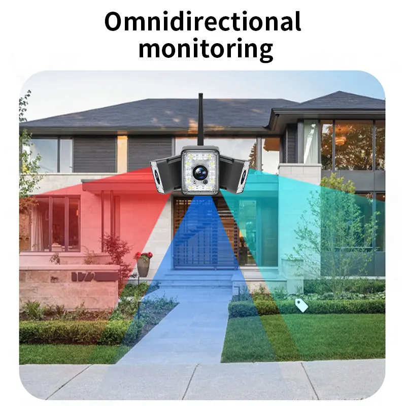 Câmera IP wi-fi sem fio com lente tripla de 6MP Full Color AI Detecção humanóide Segurança CCTV Monitor de bebê