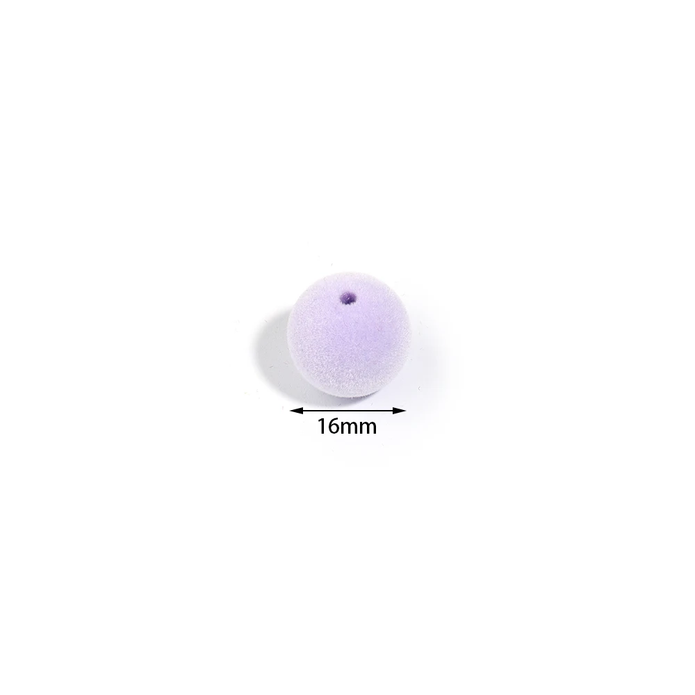 10pcs 16mm Colorful Acrylic Flocking Velvet Round Ball Beads For DIY Jewelry Making Craft Bracelet Necklace Earrings Accessories