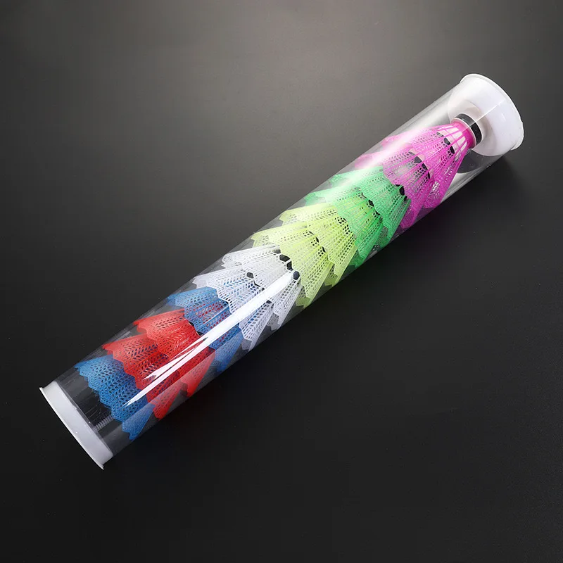 Colorful nylon badminton shuttlecocks, pack of 12