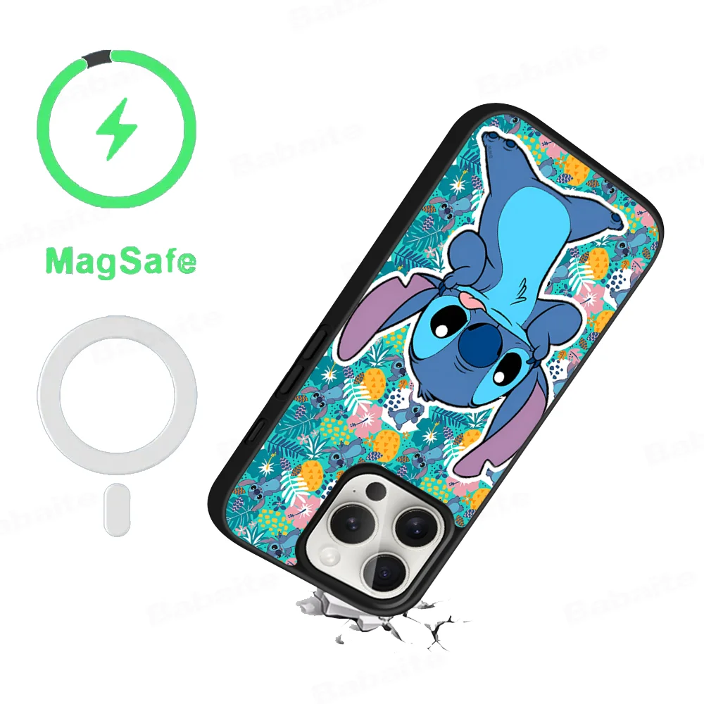 Super Cute Stitch Phone Case Magnetic Case For IPhone 16 14 13 12 11 15 Pro Max Plus For Magsafe Wireless Charge Cover