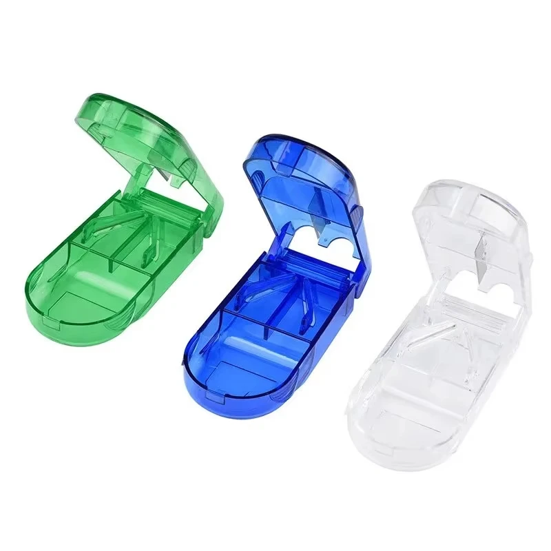 1pc Pill Cutter Medicine Split Box Portable Storage Crusher Travel Home Pill Box Mini Divider Compartment Pill Cutter Case