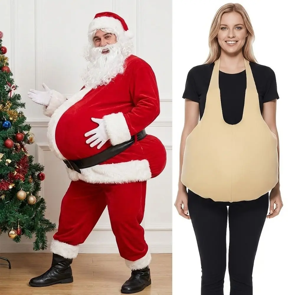 Realistic Fake Belly and Butt Pads Big Stomach Soft Sponge Fake Belly Props Funny Unisex Padded Christmas Costume Props