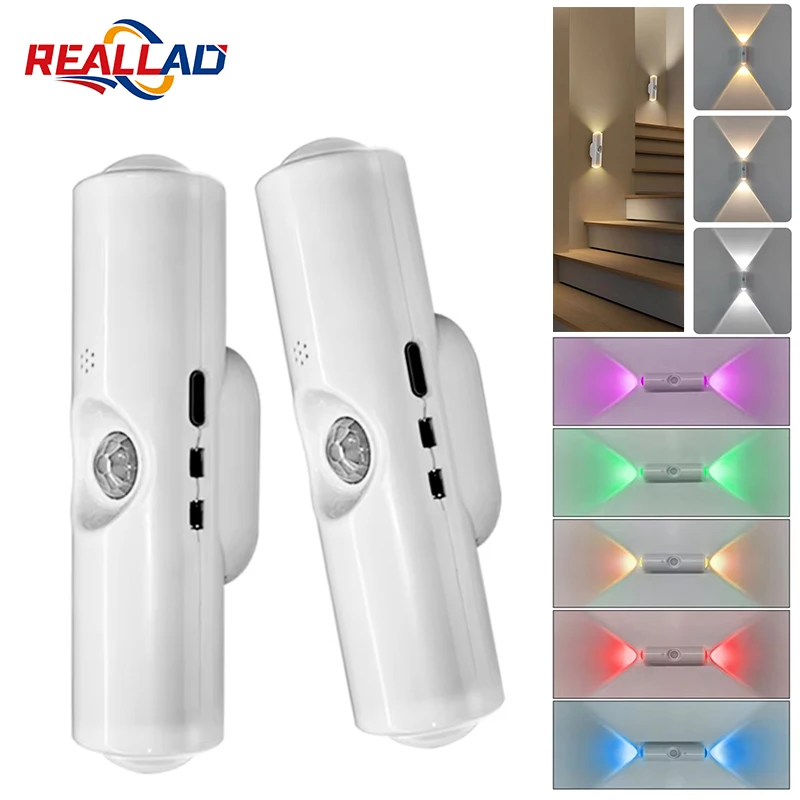 

LED Motion Sensor Night Light Magnetic USB Rechargeable RGB Gradient Wall Lamp for Bedroom Bathroom Closet Garden Home Decor