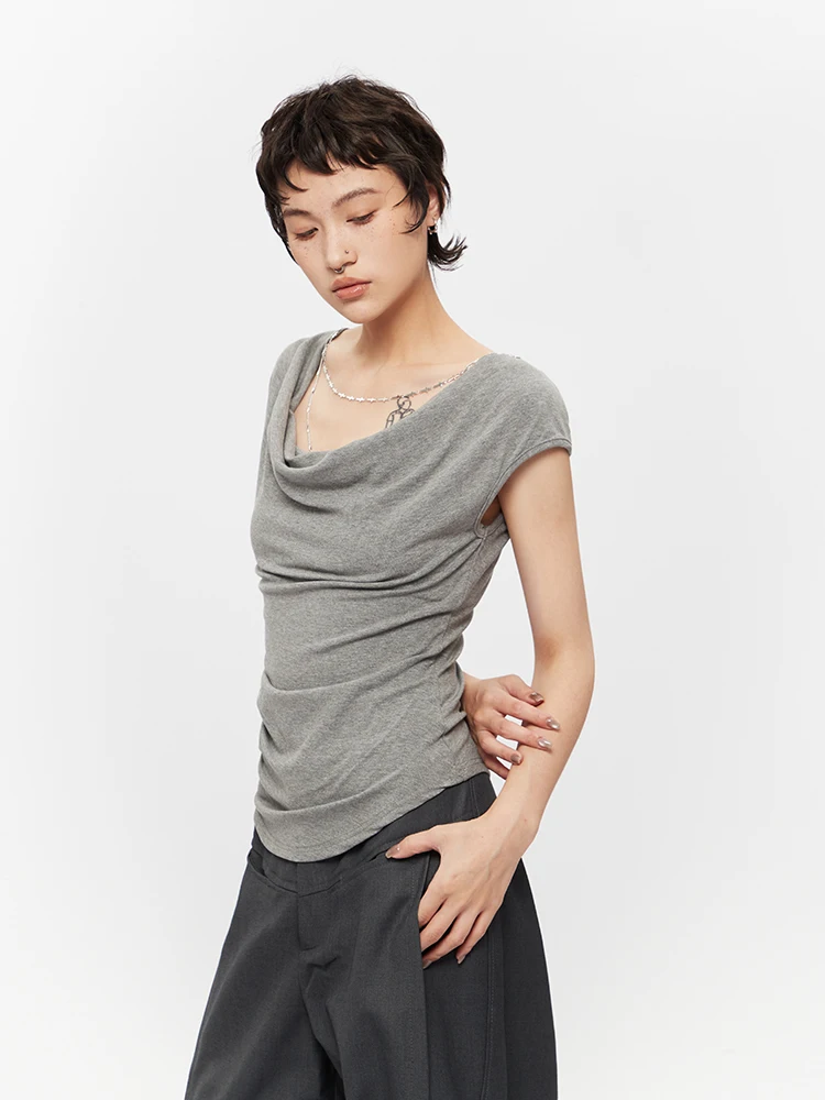 

Slimming Effect T-irt Women's Summer Faion Design Belted Waist ort Sve Airhood Brand Pure Color Commute Sle