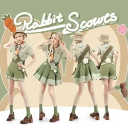 Rabbit Scout Lolita Set Cute Rabbit Summer Short Sleeve Shirt Shorts Short Skirt Embroidered Lace Decoration Carrot Tie Set