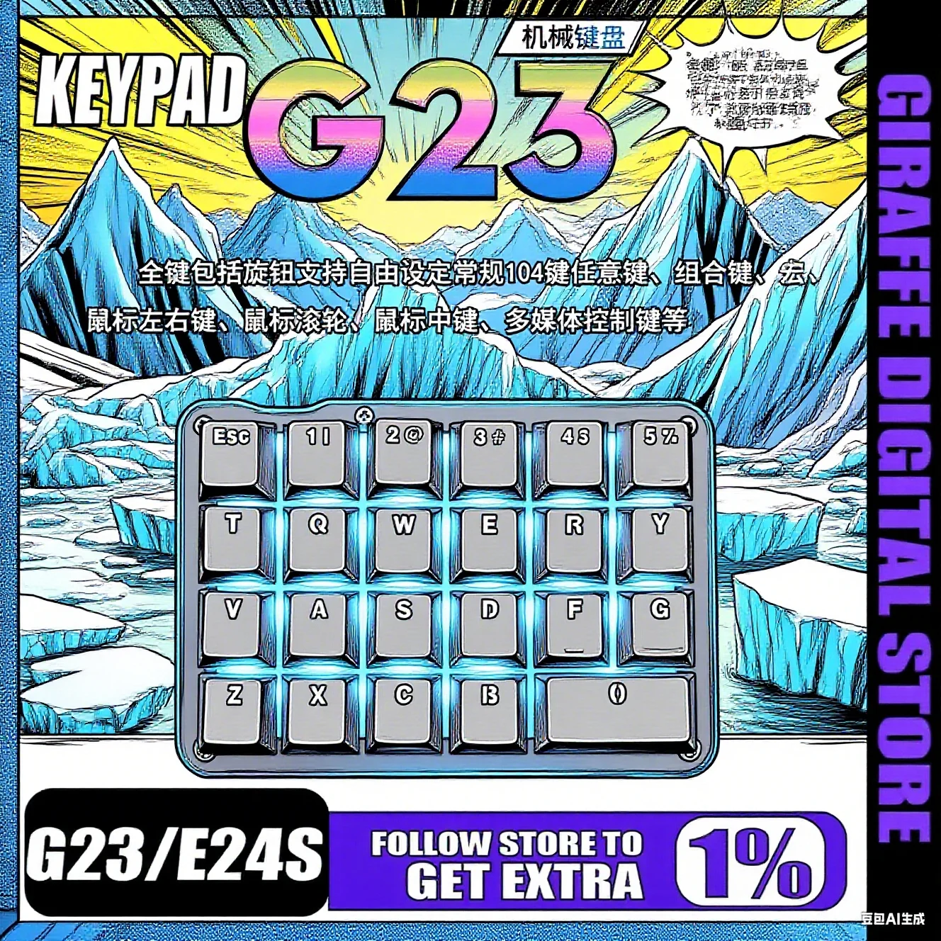 

G23/E24s 23-клавишная клавиатура на заказ, макропрограммирование, одноручная дизайнерская клавиатура с полной клавишей, портативная механическая клавиатура на заказ, подарок