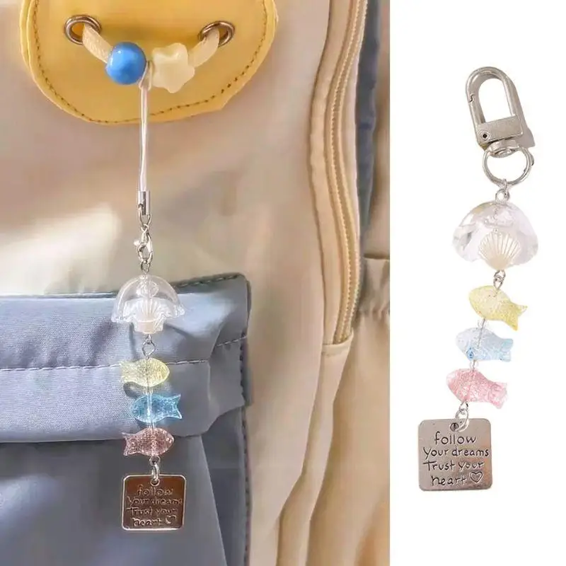 

INS Wind Chimes Bag Charms Small Fresh Keyring Sweet Wind Chimes Fish Phone Pendant Bag Hanging Decor Keychain Couple Gifts