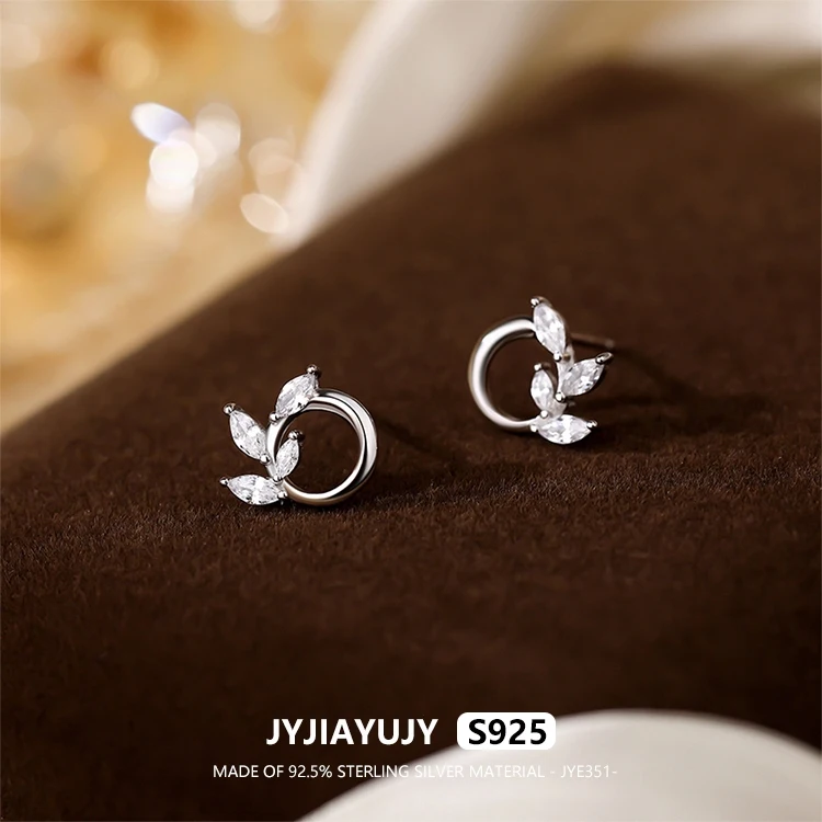 

JYJIAYUJY 100% Whole Original Sterling Silver S925 Stud Earrings In Stock Knot Leaf Ring Fashion Jewelry Gift Daily JYE351
