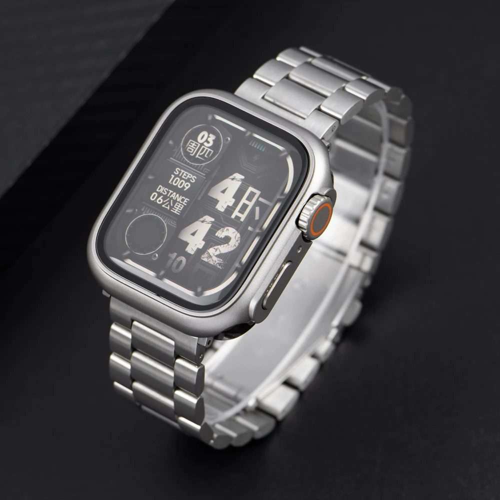 Armband + Gehäuse für Apple Watch Band 46 mm 42 mm 44 mm 45 mm 41 mm Vollständige Abdeckung Metall-Edelstahlband Iwatch Serie 11 10 9 8 7 6 SE 5 – Detail 5