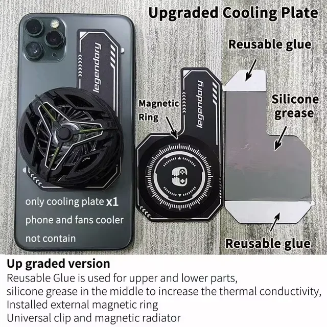 2026 placa de resfriamento de telefone celular radiador adesivo radiante magnético para ventiladores de refrigeração de jogos dissipador de calor para iphone/samsung/xiaomi