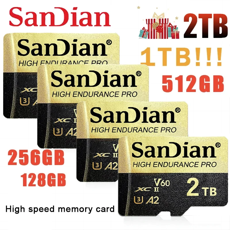 Full Capacity Storage Micro TF SD Card 64GB 128GB 256GB 512GB 1TB 2TB Class 10 Memory Card V60 U3 A2 TF Card Mini Sd Card