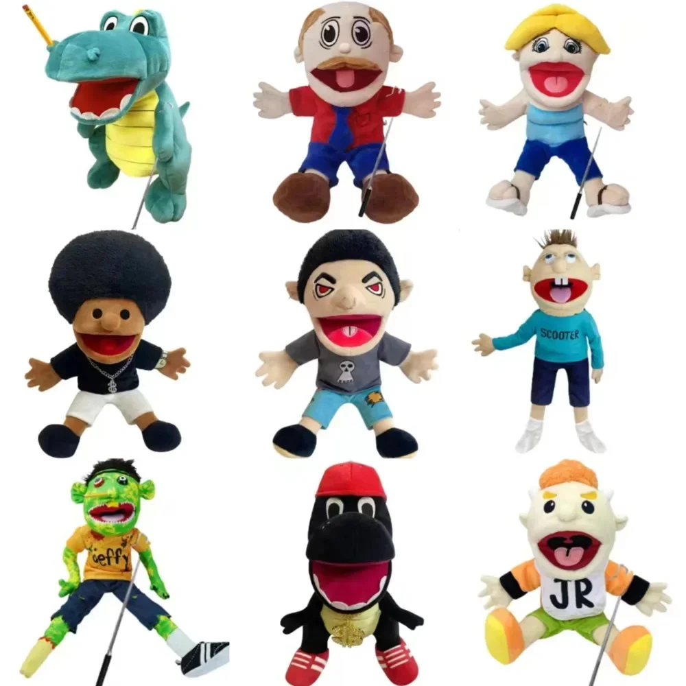 Jeffy Dad Sml Jeff Hand Puppet Funny Plush Toy Jeffy Puppet Doll Jeffy With Stick Family Marioneta Boy Zombie Rapper Party Gift