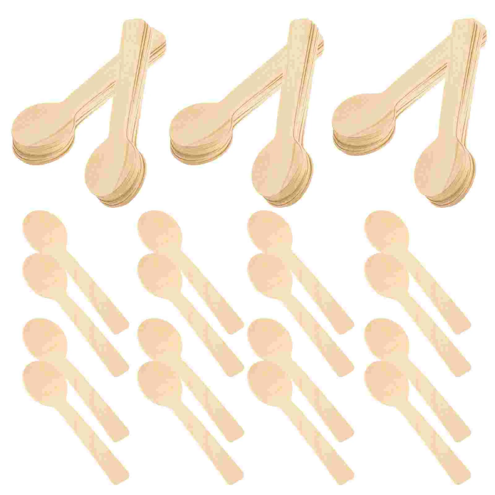 

100 Pcs Western Dessert Food Serving Spoons Small Teaspoon Honey Disposable Cake Tasting Bamboo Unique