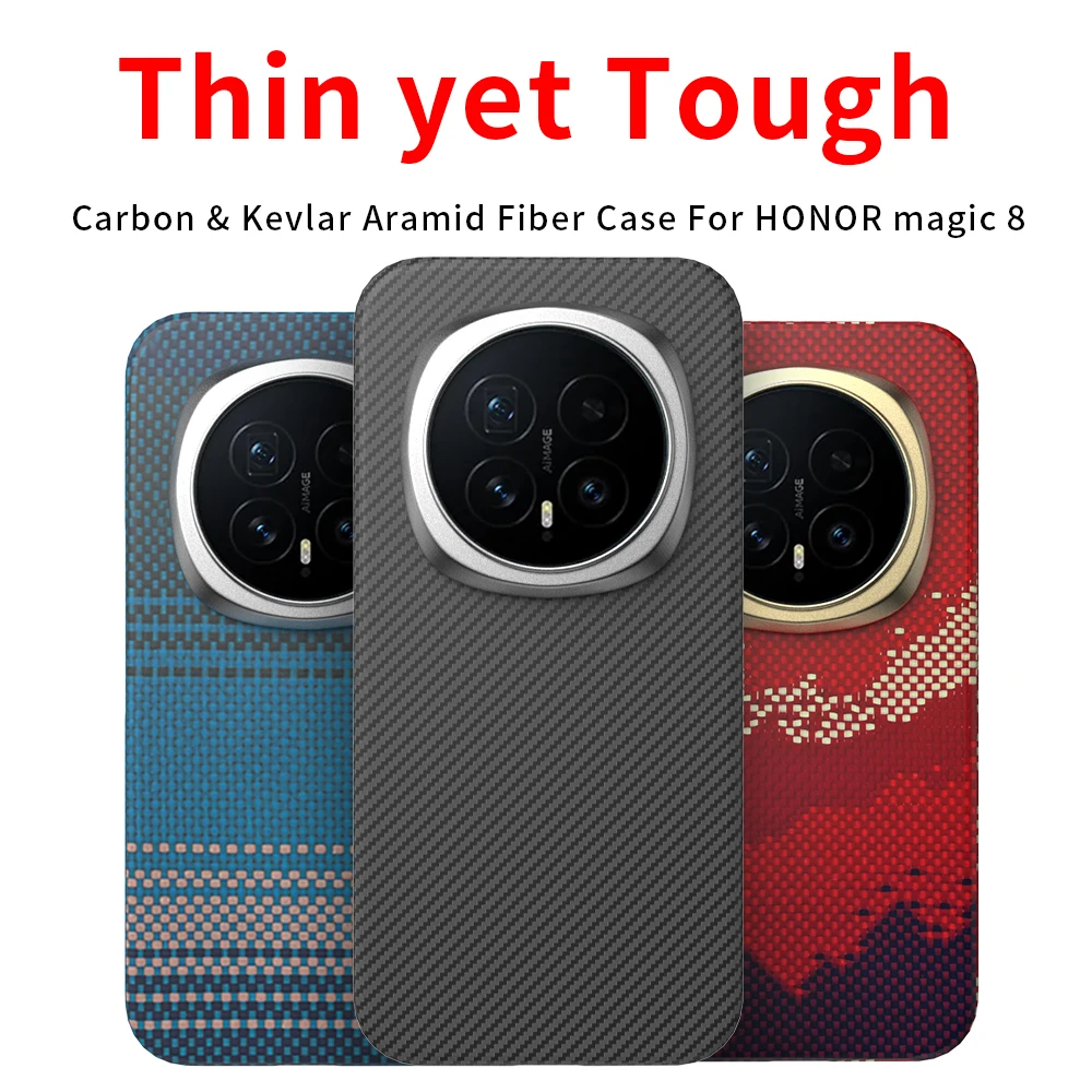 

For honor magic 8/honor magic 8 Pro case kevlar Noctilucent 600d carbon aramid fiber fabric thin hard cover magnetic balck Slim