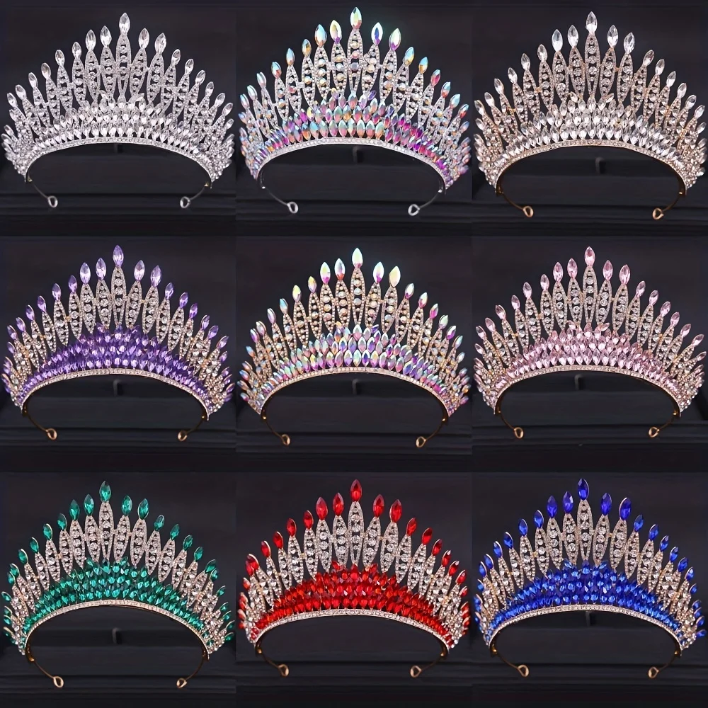 Baroque Crystal Tiaras And Crowns Rhinestone Prom Diadem Crown Tiara For Women Bridal Wedding Hair Accessories Jewelry Crown